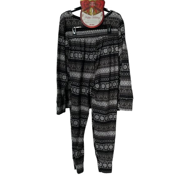 Shosho Pajama Set SIze XL Snowflakes Fair Isle Black Christmas Family NEW - Picture 2 of 9